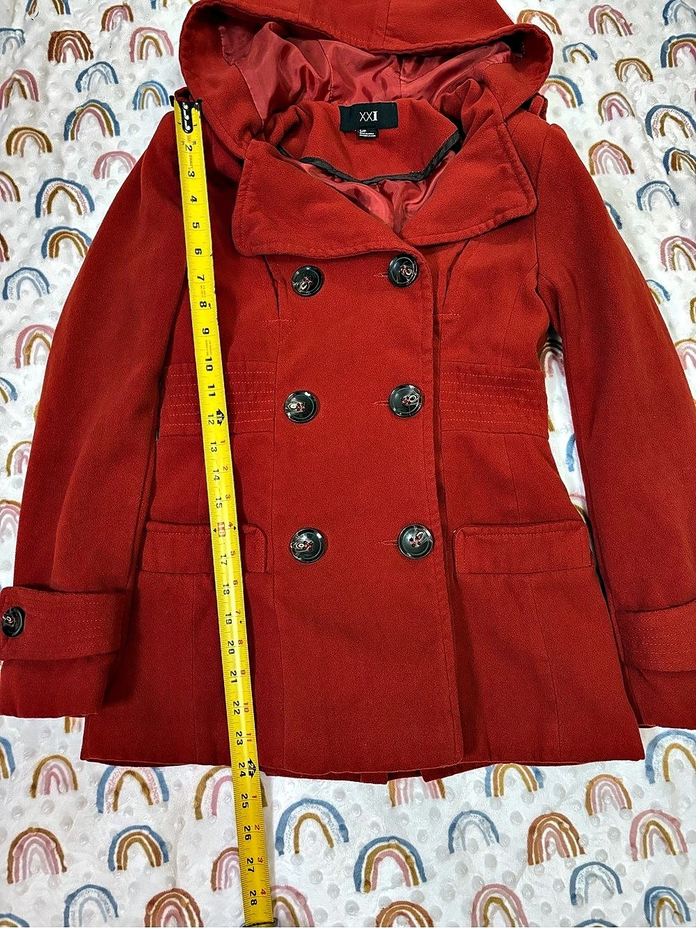 XXI Women’s Burnt Orange Hooded Coat‎ Size Small Like New - Picture 4 of 8